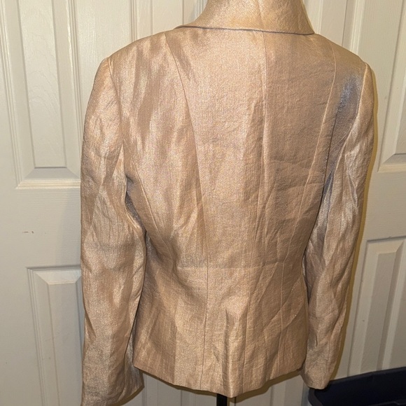 Adrianna Papell Shimmering Cream Blazer with Bow Accent - Picture 10 of 16